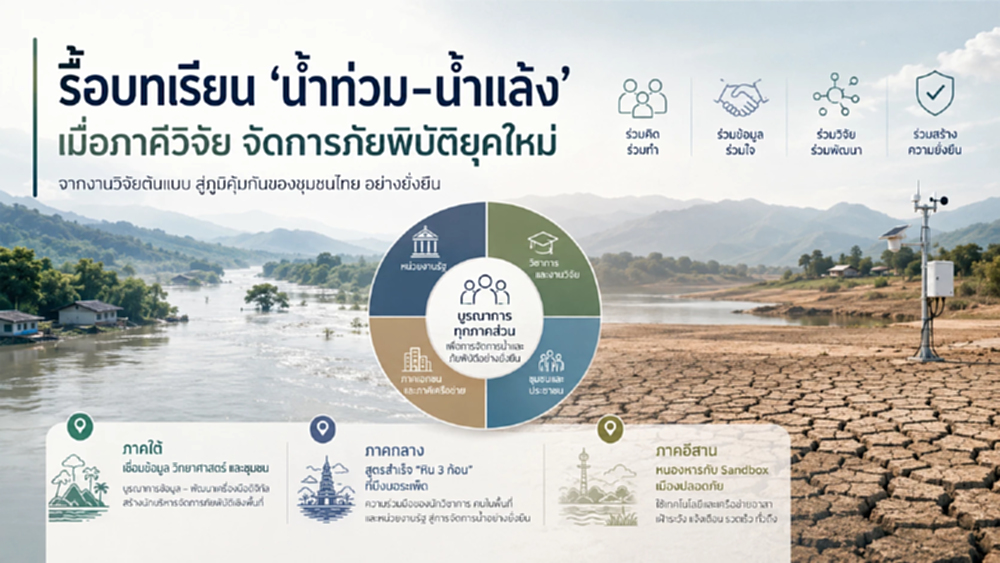 รื้อบทเรียน ‘น้ำท่วม-น้ำแล้ง’ เมื่อภาคีวิจัย จัดการภัยพิบัติยุคใหม่