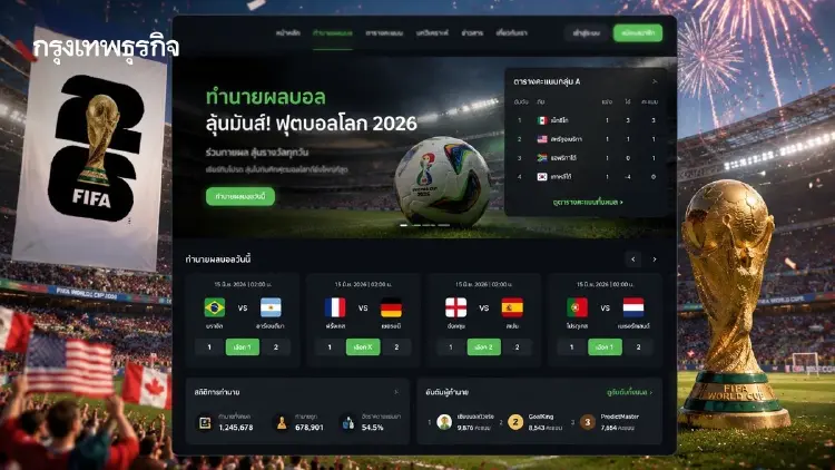 'ฟุตบอลโลก 2026' ดันยอดใช้งานเว็บทำนายผลบอลพุ่ง เงินสะพัด 5 พันล้านดอลลาร์