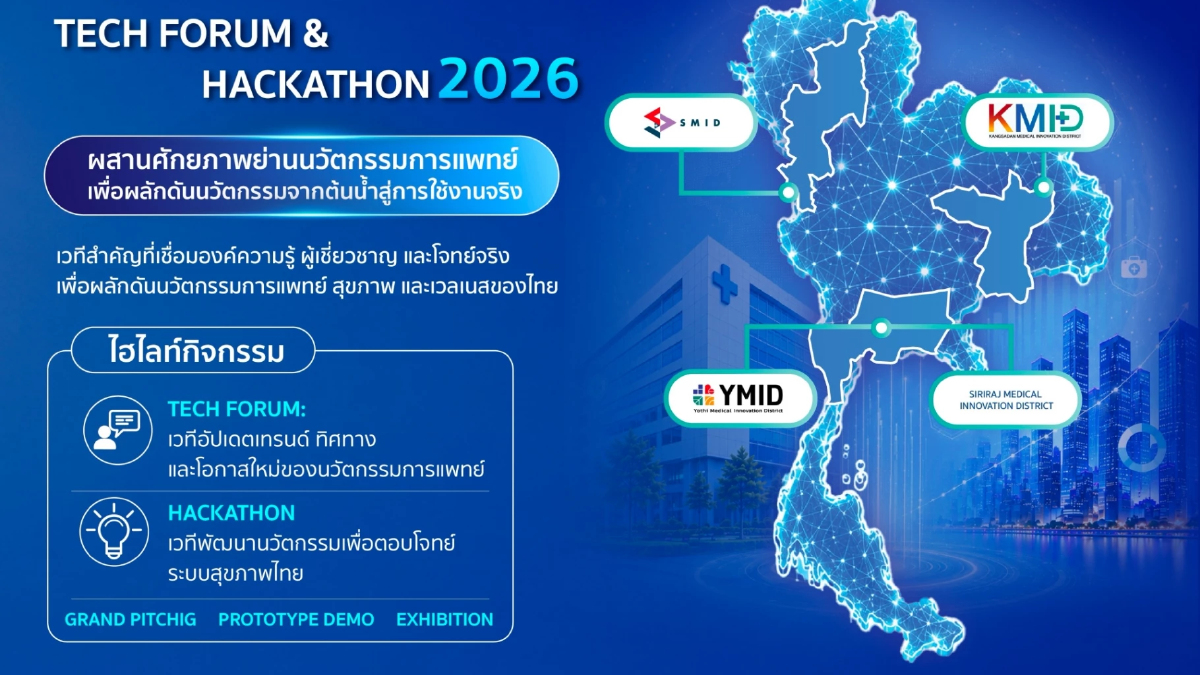 เปิดรับสมัคร MedTech Hackathon 2026 เชื่อม 4 ย่านนวัตกรรมสู่การแพทย์ไทย