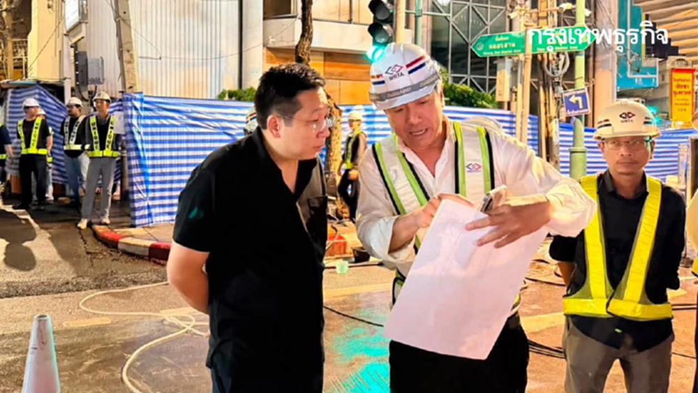 'ภัทรพงศ์' ลงพื้นที่ด่วน อุโมงค์รถไฟฟ้าสายสีม่วงใต้ น้ำรั่วซึม