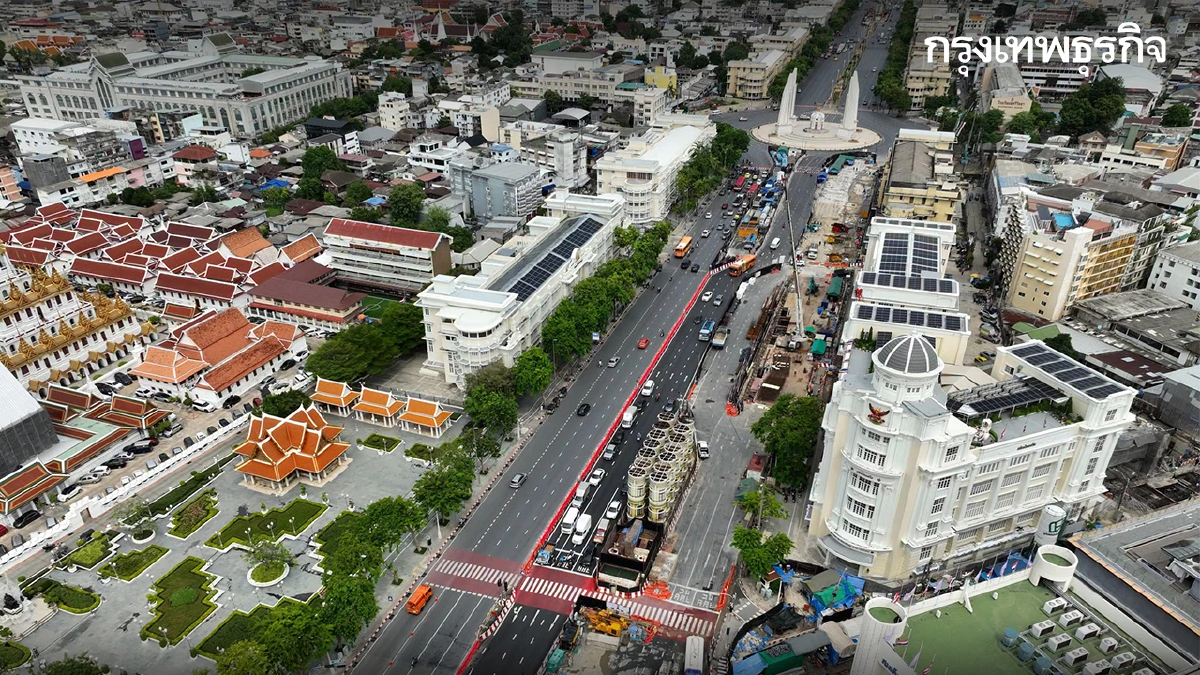 คืบหน้า 36% รถไฟฟ้าสายสีส้ม สถานีอนุสาวรีย์ประชาธิปไตย พลิกโฉม กทม. ชั้นใน