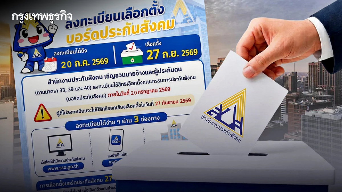 ผู้ประกันตน-นายจ้าง รีบเลย สปส. ขยายเวลาลงทะเบียน เลือกตั้งบอร์ดประกันสังคม ถึง 20 ก.ค.