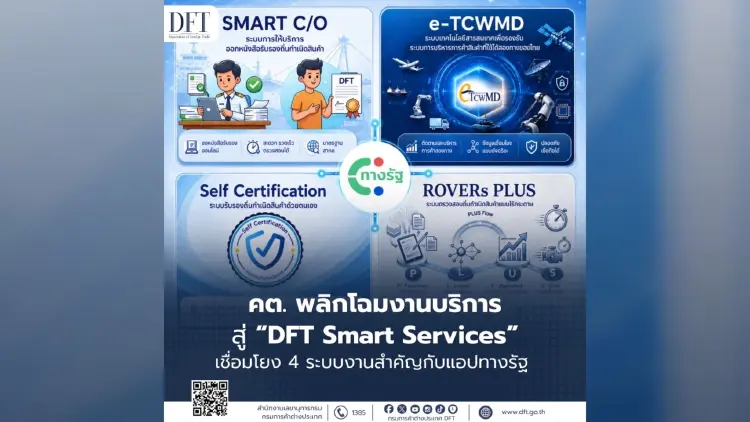 กรมการค้าต่างประเทศ เปิด DFT Smart Services เชื่อม 4 บริการส่งออก-นำเข้าผ่าน ทางรัฐ
