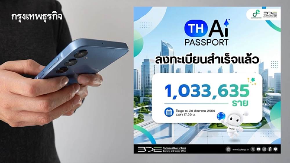 ‘TH-AI Passport’ผ่าน 2 วันล้านแตกแล้ว ดีอีขอประชาชนมาลงทะเบียนให้ครบ 5 ล้านราย