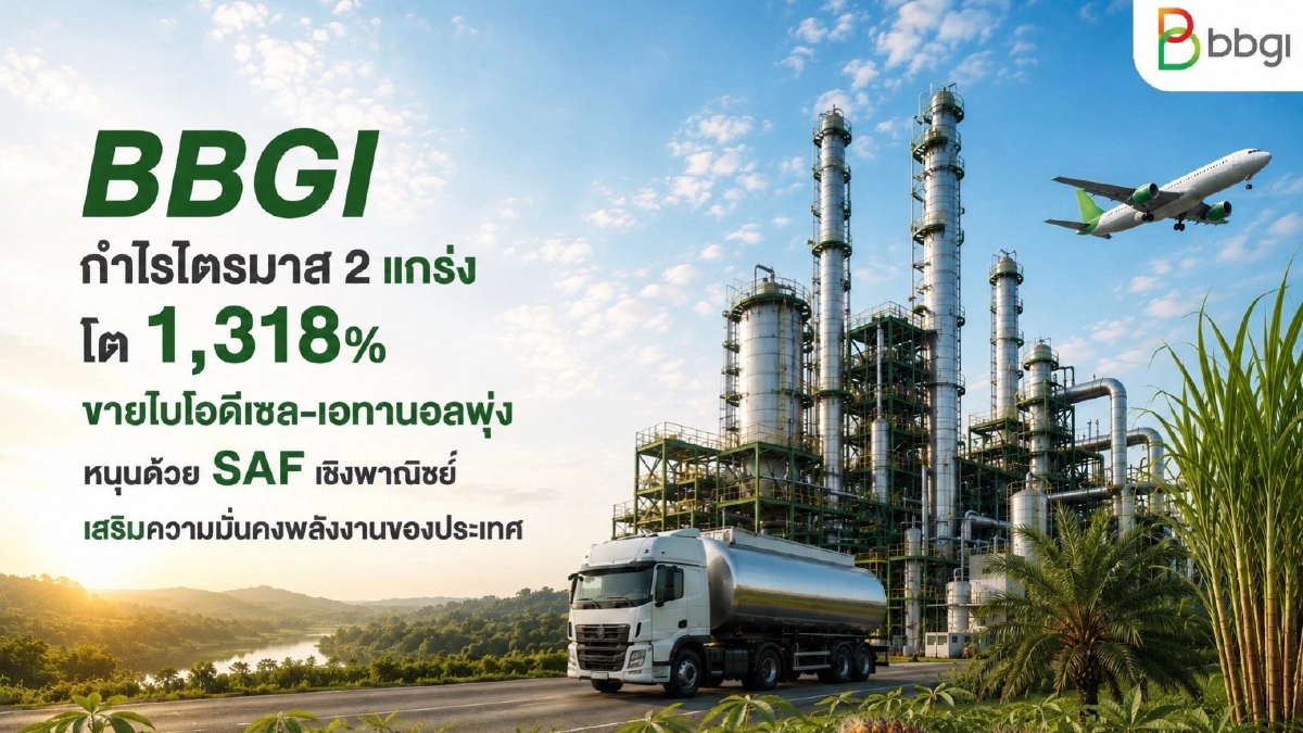 BBGI กำไรไตรมาส 2 แกร่ง โต 1,318% ขายไบโอดีเซล-เอทานอลพุ่ง