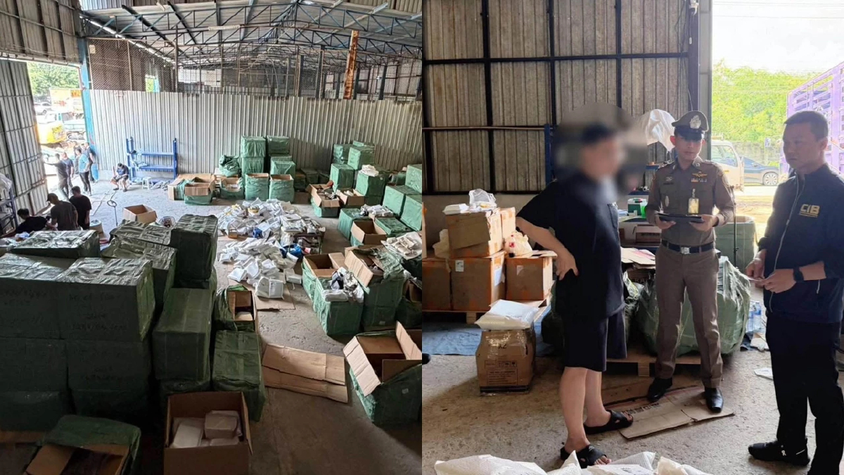ทลายแหล่งซุกซ่อนกระเป๋าปลอมแบรนด์ดัง ตรวจยึดของกลาง 10,000 ชิ้น