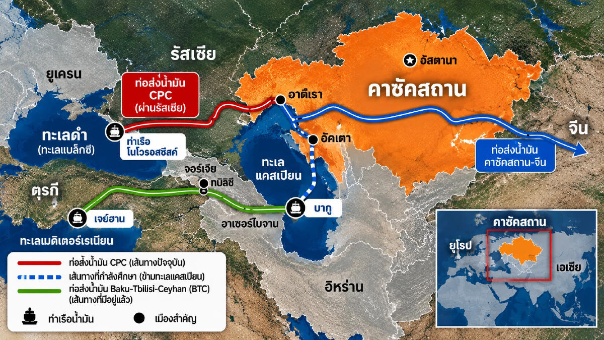คาซัคสถาน ‘หาทางหนี’ เล็งรูตข้ามแคสเปียน ส่งน้ำมัน ‘ไม่ผ่านรัสเซีย’