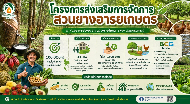 กยท.เดินหน้าสวนยาง 'อารยเกษตร' ตั้งเป้า 1 แสนไร่ปี 70 นำร่อง 33 แห่ง 10 จว.อีสานบน
