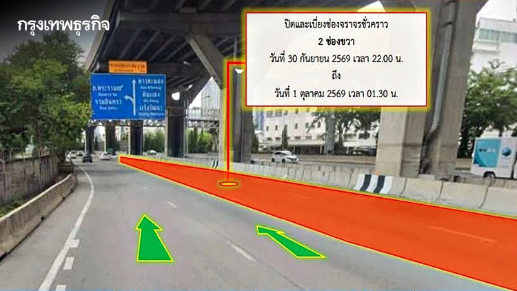 กทพ. แจ้งปิด-เบี่ยงจราจร ทางพิเศษเฉลิมมหานคร คืนวันที่ 30 ก.ย. ถึงเช้า 1 ต.ค. 69