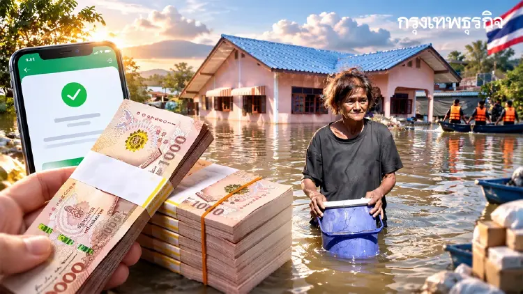 เงินเข้าแล้ว 38,194 ครัวเรือน โอนเงินเยียวยาน้ำท่วมวันนี้ เต็มจำนวน