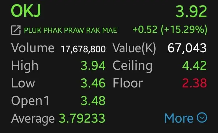OKJ พุ่ง 15.29% เด้งรับปรับกลยุทธ์ใหม่  'ลดไซส์-ลดราคา' โบรกแนะกำลังซื้อยังอ่อนแอ